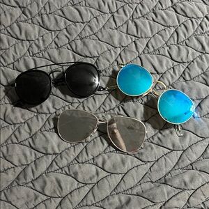 Set of Three Stylish Metal Frame Avaitor Sunglasses